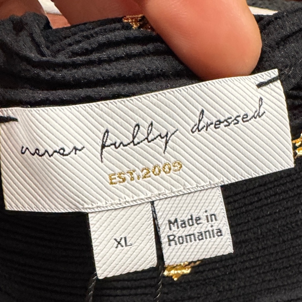 Never Fully Dressed Black Midi Dress with Gold Dot Print - Picture 14 of 16